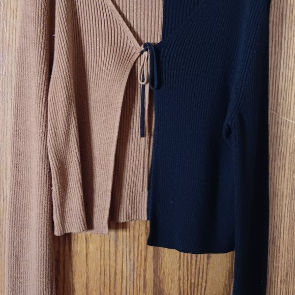 Hazel Moon Women's Tie Front Long Sleeve Rib Knit Shrug Sweaters Cardigan - Picture 1 of 14